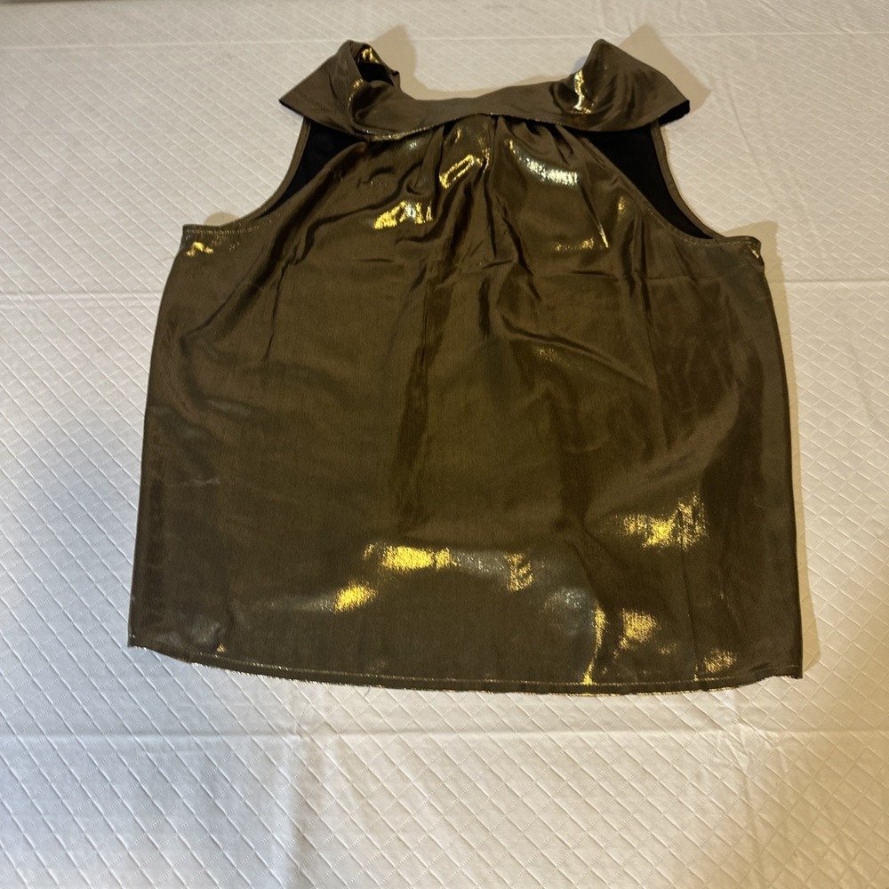 J Crew Collection Metallic Gold Tie Neck Halter Top Blouse Party Glam Holiday